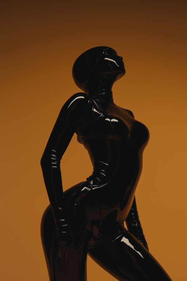 Artificial Woman in Shiny Glossy Full-Body Suit Free Image