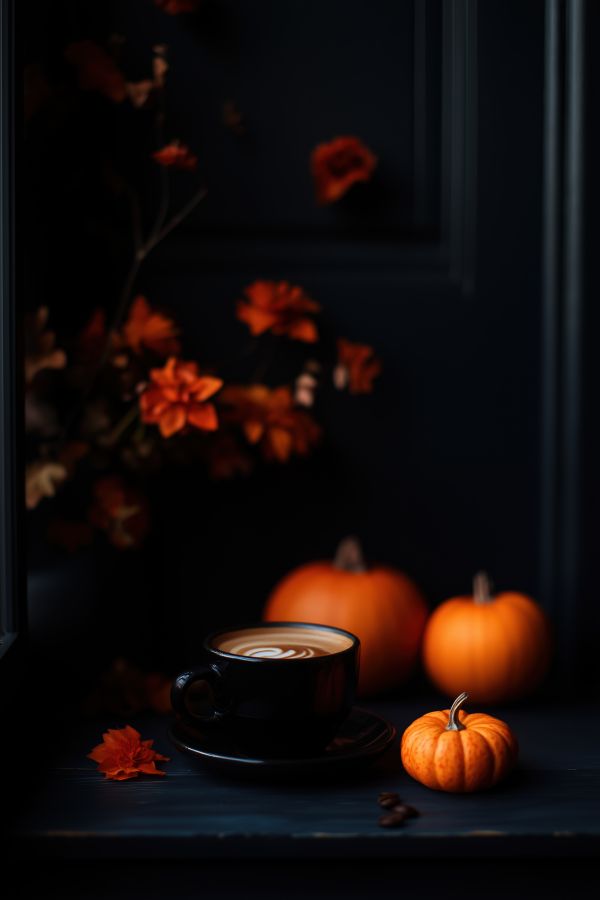Autumn Coffee and Fall Atmosphere With Pumpkins Free Image