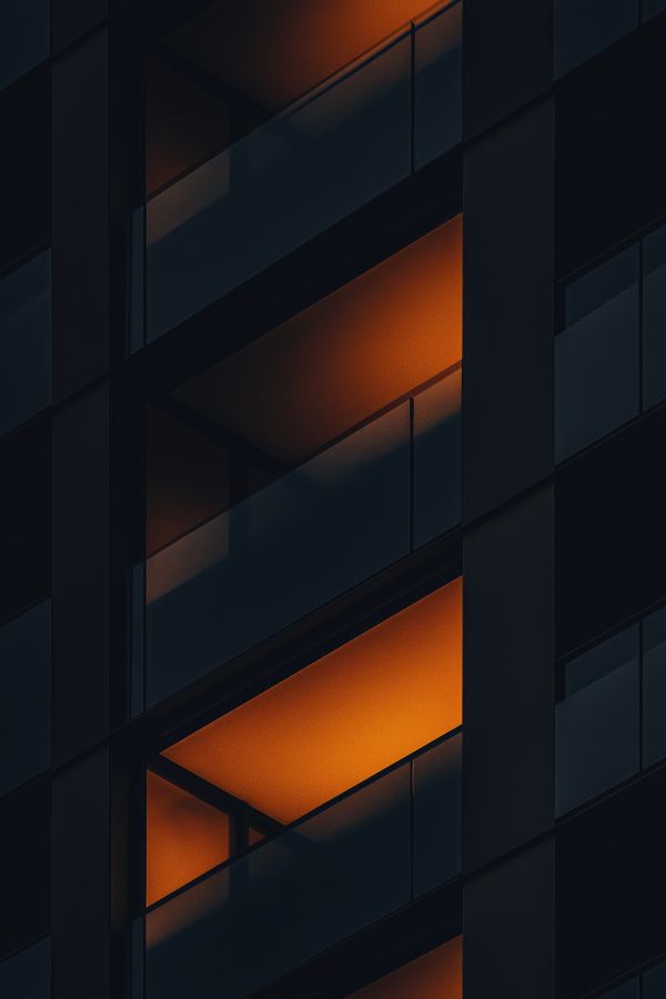 Balconies of Apartment Building at Night Free Image