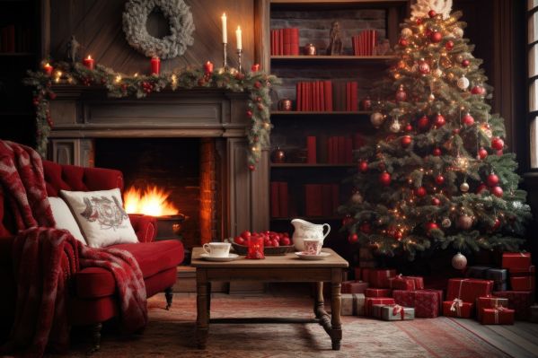 Beautiful Christmas Morning in the Living Room Free Image