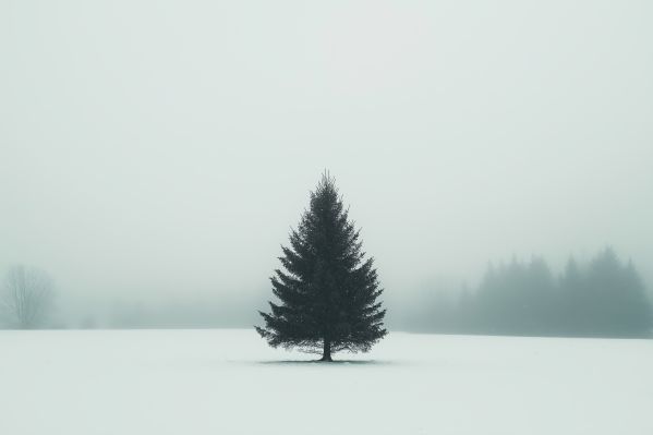 Beautiful Christmas Tree in the Middle of a Field Free Image