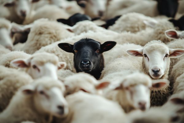 Black Sheep Among White Ones Free Image