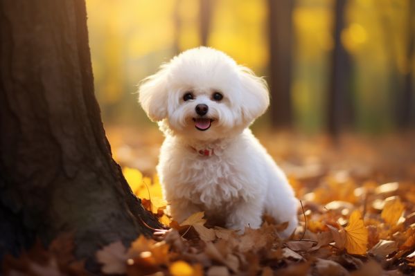 Cute Bichon Frisé Dog in the Forest Free Image