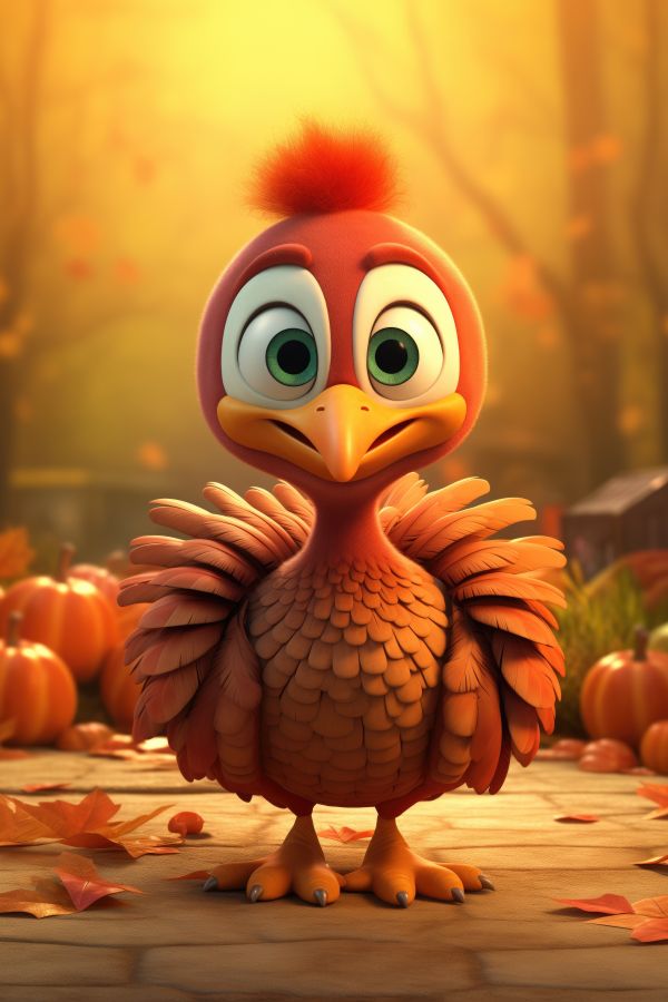 Cute Thanksgiving Turkey 3D Illustration Free Image