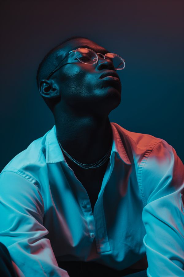 Futuristic Concept Editorial Portrait of a Young Black Male Model Free Image