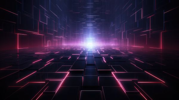 Futuristic Wallpaper with Cubic Neon 3D Elements Free Image