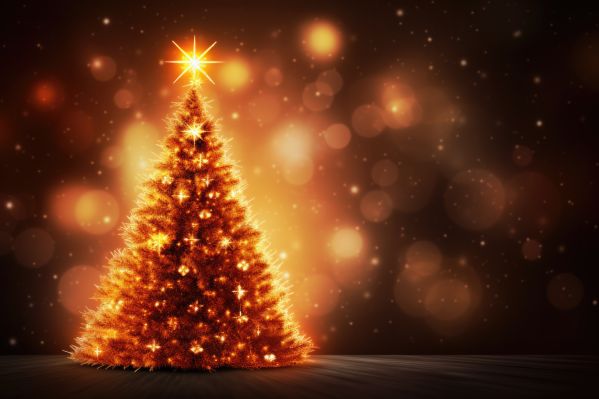 Glowing Golden Christmas Tree Free Image