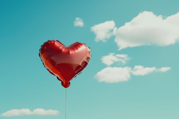 Heart-Shaped Inflatable Balloon Floating Free Image