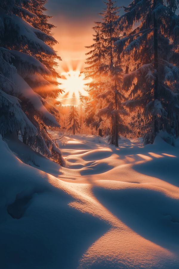 Heavy Snow in the Forest Free Image