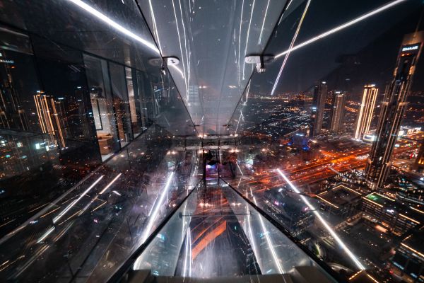 Inside Famous Glass Slide on Sky Tower Skyscraper in Dubai Free Image