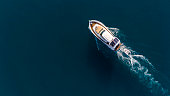 Aerial view of a sailing boat, Antalya Turkiye
