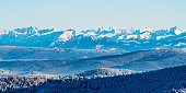 High Tatras mountains from Velka Raca hill in Kysucke Beskydy mountains during winter