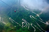 Passenger ropeway and winding mountain roads 01