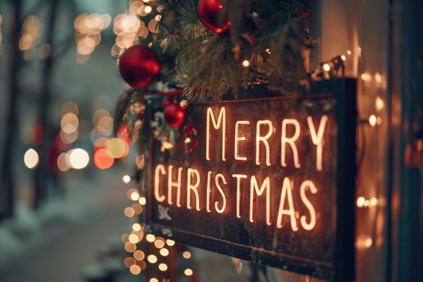Merry Christmas Neon Sign Free Image