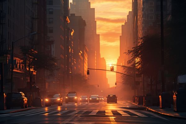 New York City Streets in Morning Sunrise Free Image