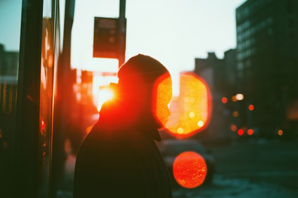 New York Street Photography Man in Winter Hat During Golden Hour Free Image