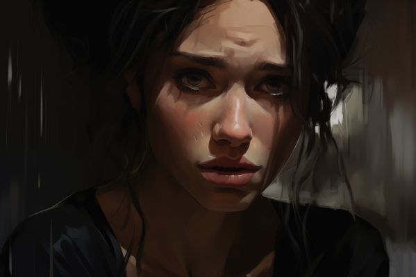 Painting of Sad Broken Woman Free Image