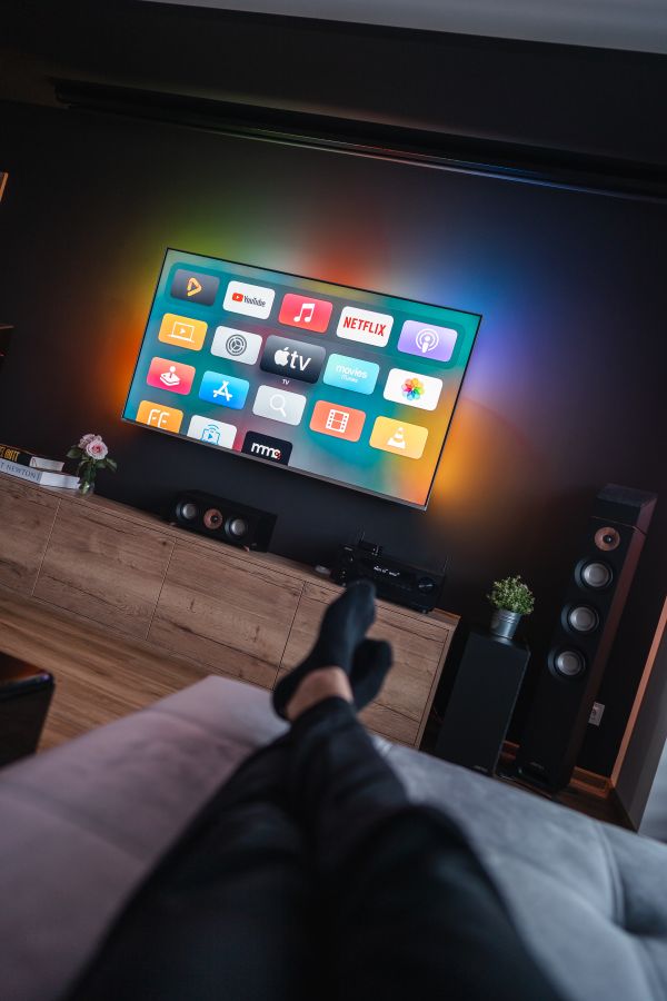 Relaxing in the Living Room with Apple TV Free Photo