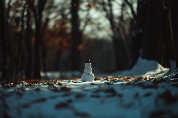 Small Snowman in the Forest Free Image