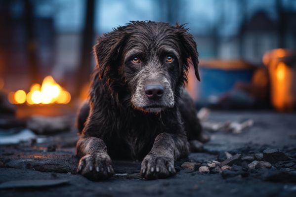 Stray Dog in Homeless Ghetto Free Image