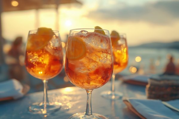 Summer Aperol Spritz Drinks in a Beach Club Free Image