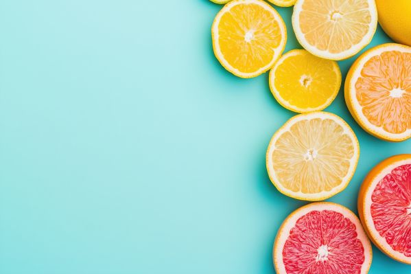 Summer Citrus Flat Lay Background With Copy Space Free Image