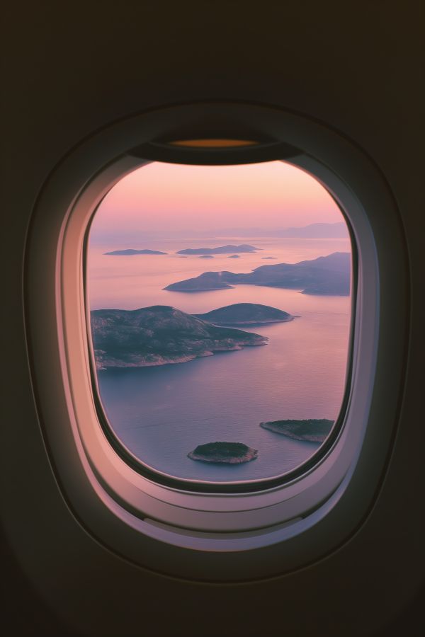 View of Islands From Airplane Window During Landing Free Image