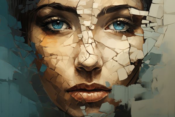 Woman with Blue Eyes Psychology Falling Apart Free Image
