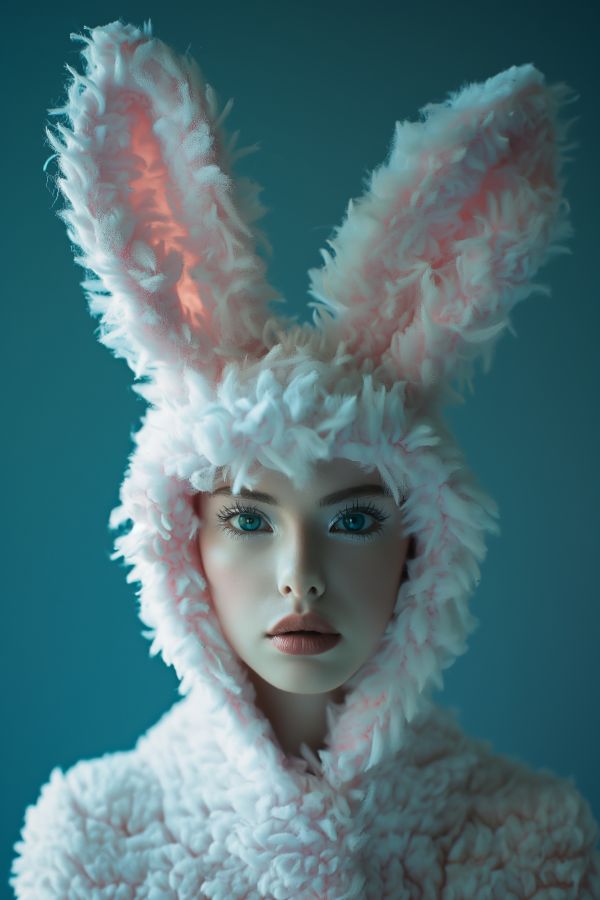 Young Woman Portrait in Easter Bunny Outfit Free Image