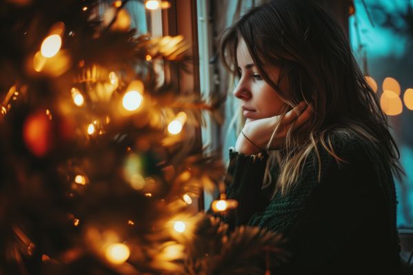 Young Woman Thinking About Christmas Time Free Image